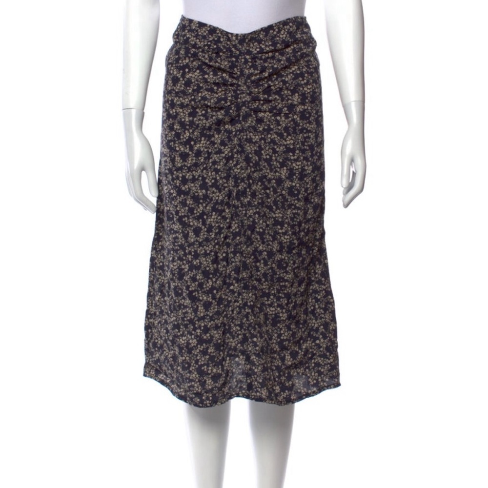 Rouje Navy and Cream Floral Midi Skirt
